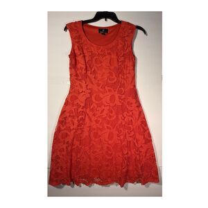 Ronni Nicole Size 8 Red Lace A-Line Dress Sleeveless Knee Length Women